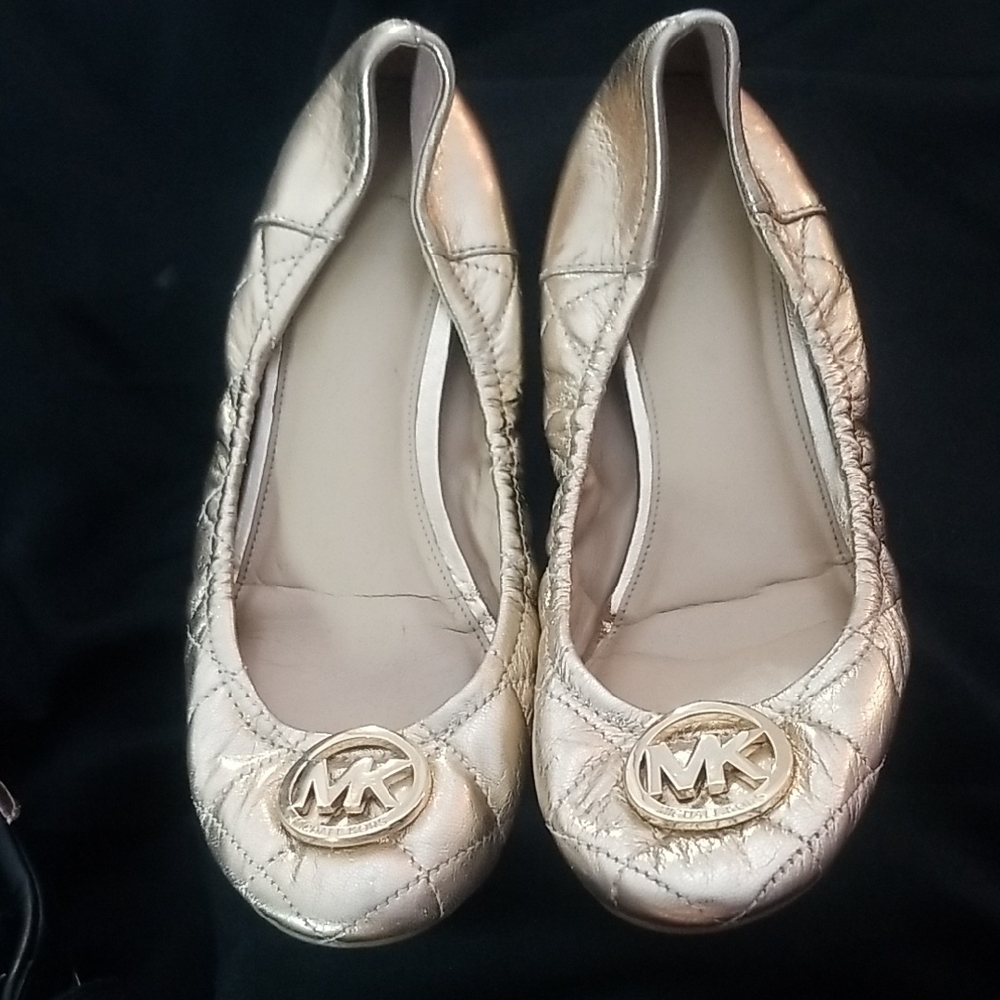 Michael Kors Metallic Quilted Flats
